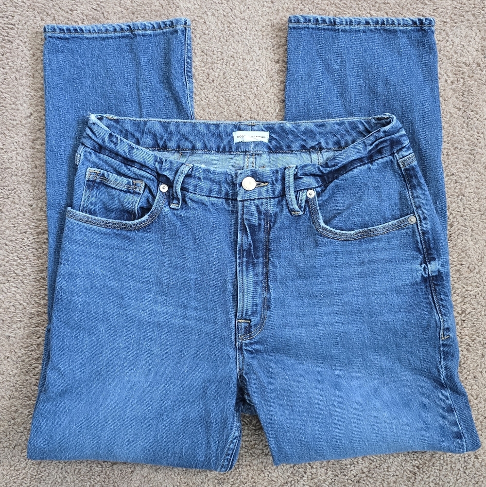 Good American Good Icon High Rise Straight Leg Cropped Denim Women's 10 / 30